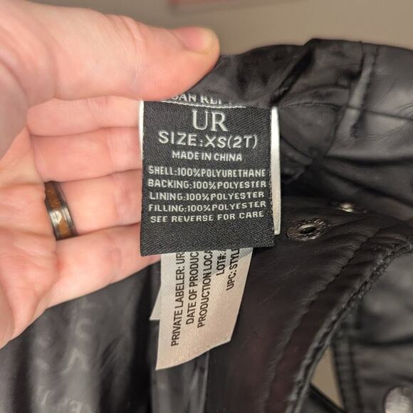 4/$20 Urban Republic Kids Black Faux Leather Biker Moto Zip Up Jacket Size XS/2T - Picture 6 of 9